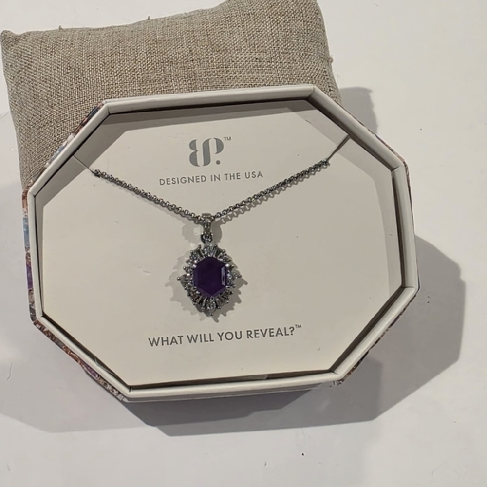 Bomb Party In La La Land Lab Created Amethyst Genuine Quartz Silver Necklace New